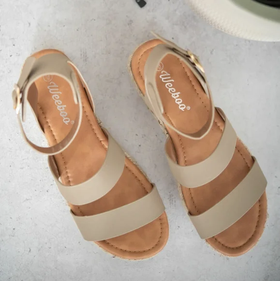 On the Doorstep Espadrille Platform Sandals in Taupe - Picture 1 of 5